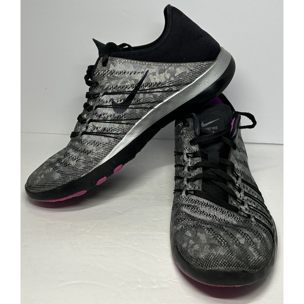 Nike Free TR6 Black Metallic Silver Athletic Running Shoes 849805 002 Size 6.5